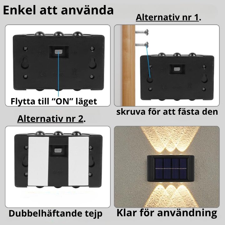 Solcellsdriven Vägglampa